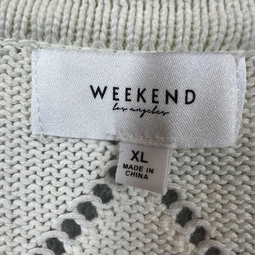 Weekend Las Angeles Cream Crochet Sleeveless Sweater Vest Size XL Preppy Classic